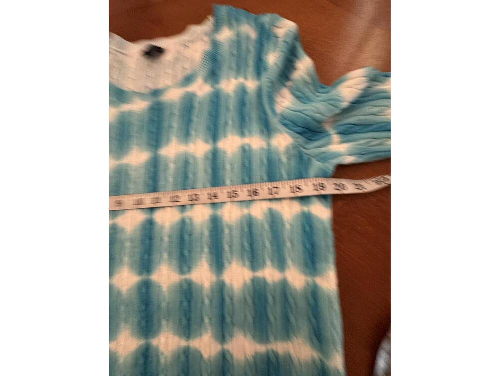 Talbots Blue and White Tie-Dye Cable Knit Sweater Large j-2 - Picture 2 of 7